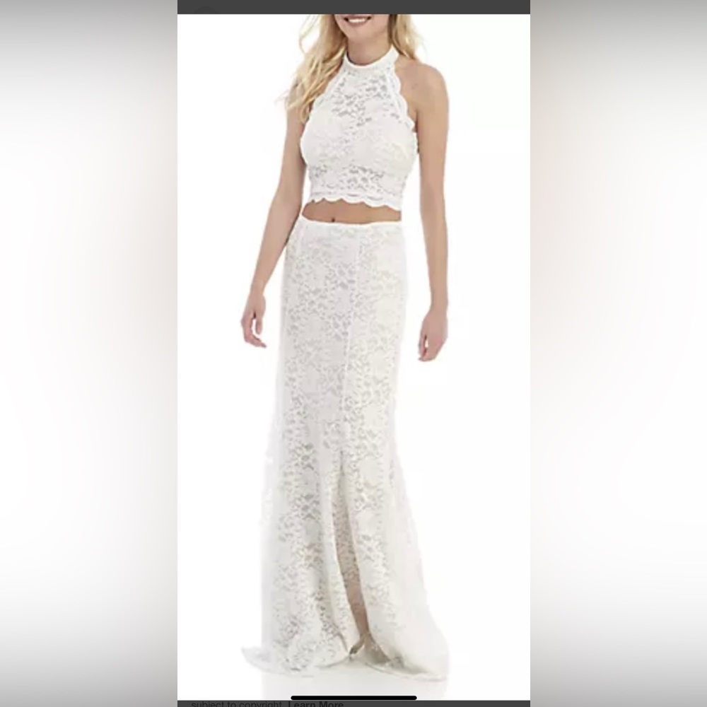 Sparkly white 2 piece dress with tan under